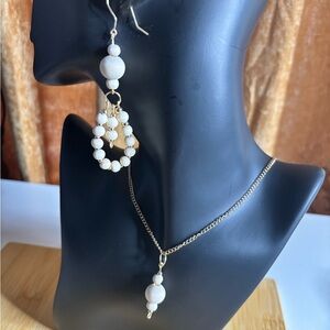 Elegant Gold and Cream Beaded Earrings